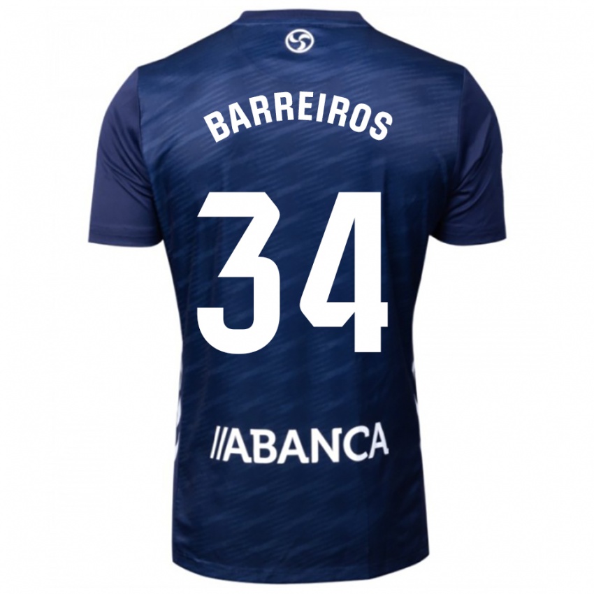 גברים Iago Barreiros #34 כחול נייבי לבן הרחק ג'רזי 2025/26 חולצה קצרה