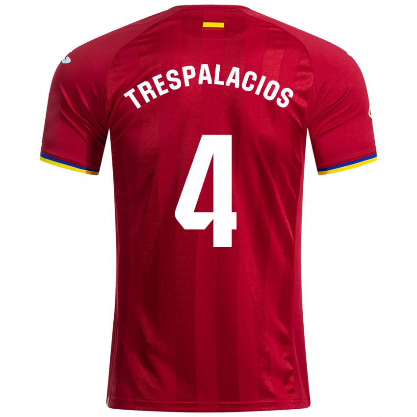 גברים Adrián Trespalacios #4 אדום צהוב כחול הרחק ג'רזי 2025/26 חולצה קצרה