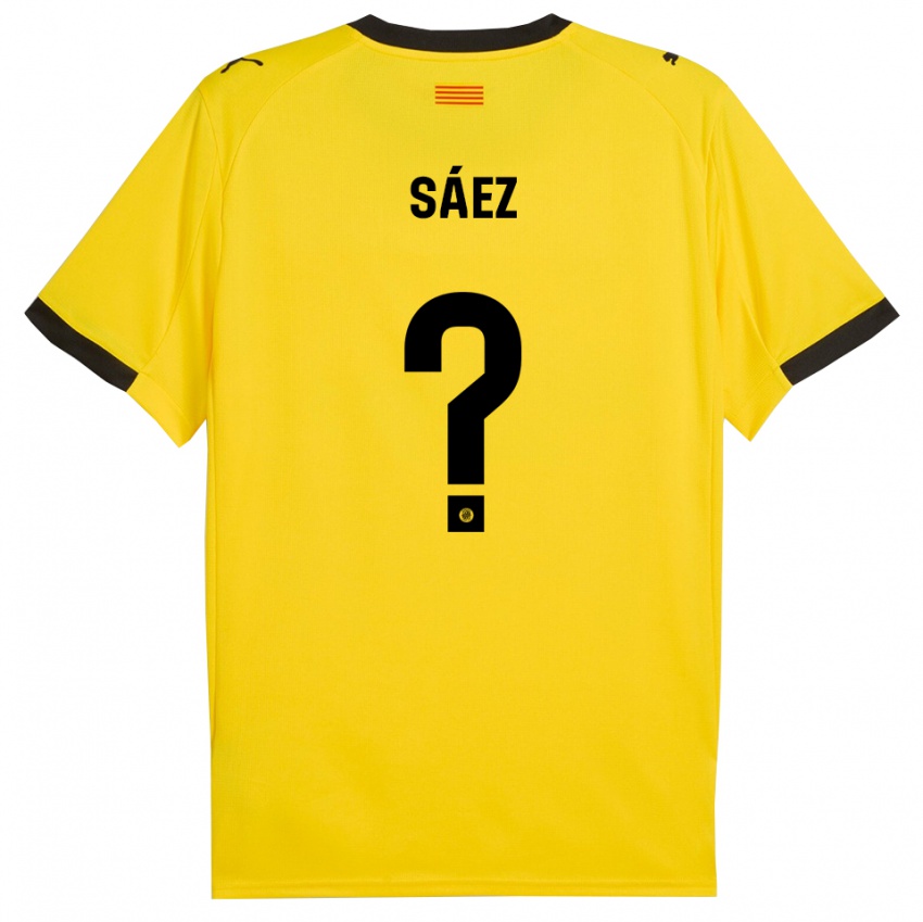 גברים David Sáez #0 צהוב שחור הרחק ג'רזי 2025/26 חולצה קצרה