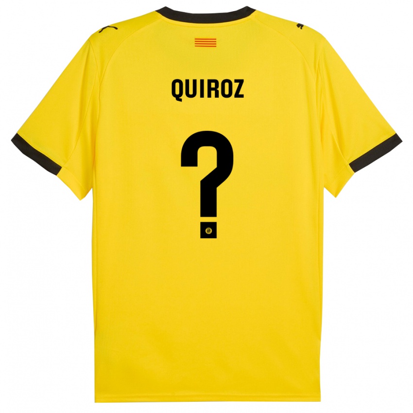 גברים Alejandro Quiroz #0 צהוב שחור הרחק ג'רזי 2025/26 חולצה קצרה