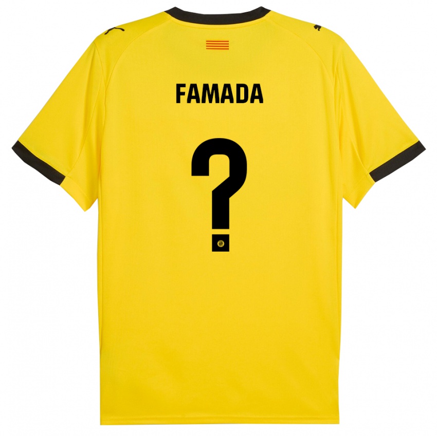 גברים Álex Famada #0 צהוב שחור הרחק ג'רזי 2025/26 חולצה קצרה