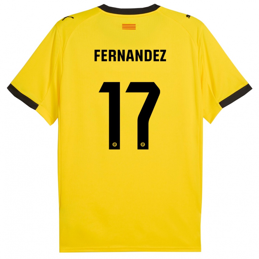 גברים Daniel Fernández #17 צהוב שחור הרחק ג'רזי 2025/26 חולצה קצרה