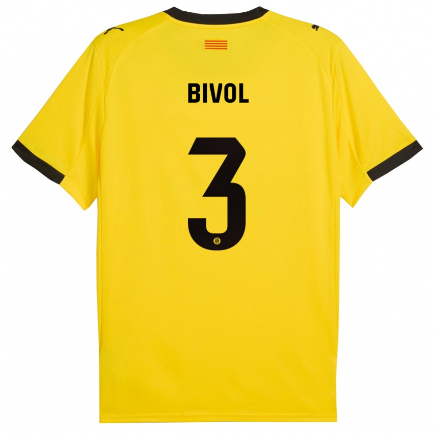 גברים Victor Bivol #3 צהוב שחור הרחק ג'רזי 2025/26 חולצה קצרה
