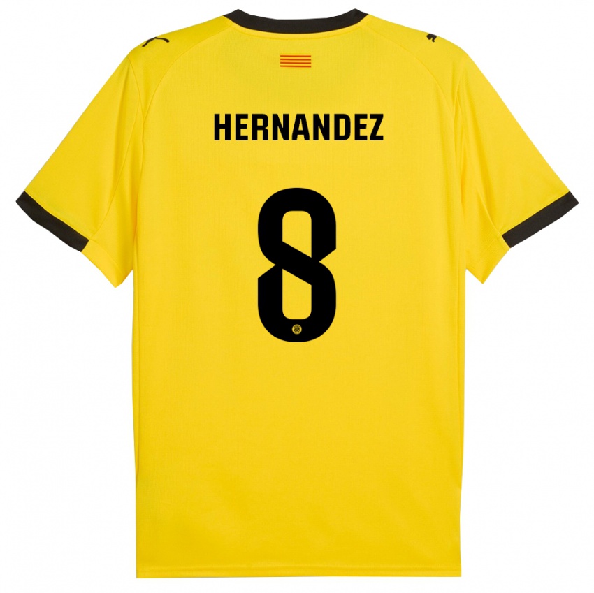 גברים סופיה הרננדז #8 צהוב שחור הרחק ג'רזי 2025/26 חולצה קצרה