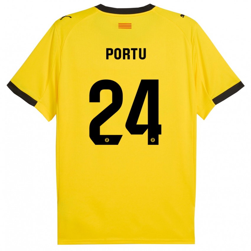 גברים Portu #24 צהוב שחור הרחק ג'רזי 2025/26 חולצה קצרה