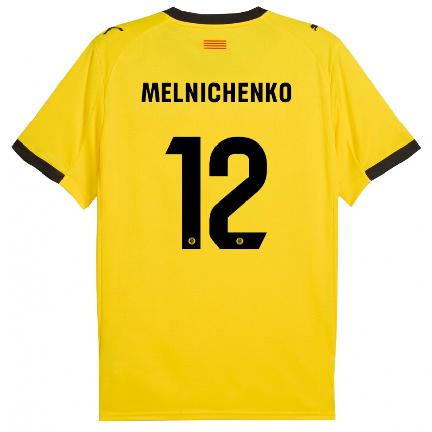 גברים דמיטרו מלניצ׳נקו #12 צהוב שחור הרחק ג'רזי 2025/26 חולצה קצרה