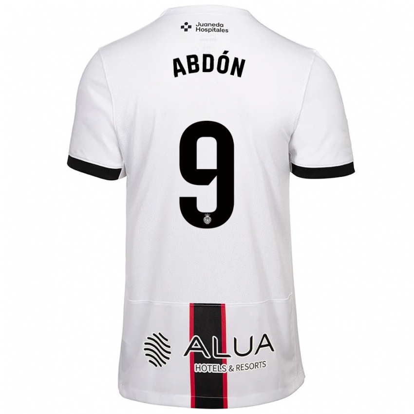 גברים עבדון פרטס #9 לבן שחור הרחק ג'רזי 2025/26 חולצה קצרה