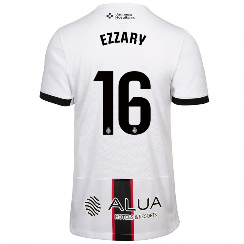גברים Ismael Ezzary #16 לבן שחור הרחק ג'רזי 2025/26 חולצה קצרה