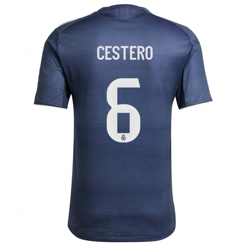 גברים Jorge Cestero #6 כחול נייבי כסוף הרחק ג'רזי 2025/26 חולצה קצרה