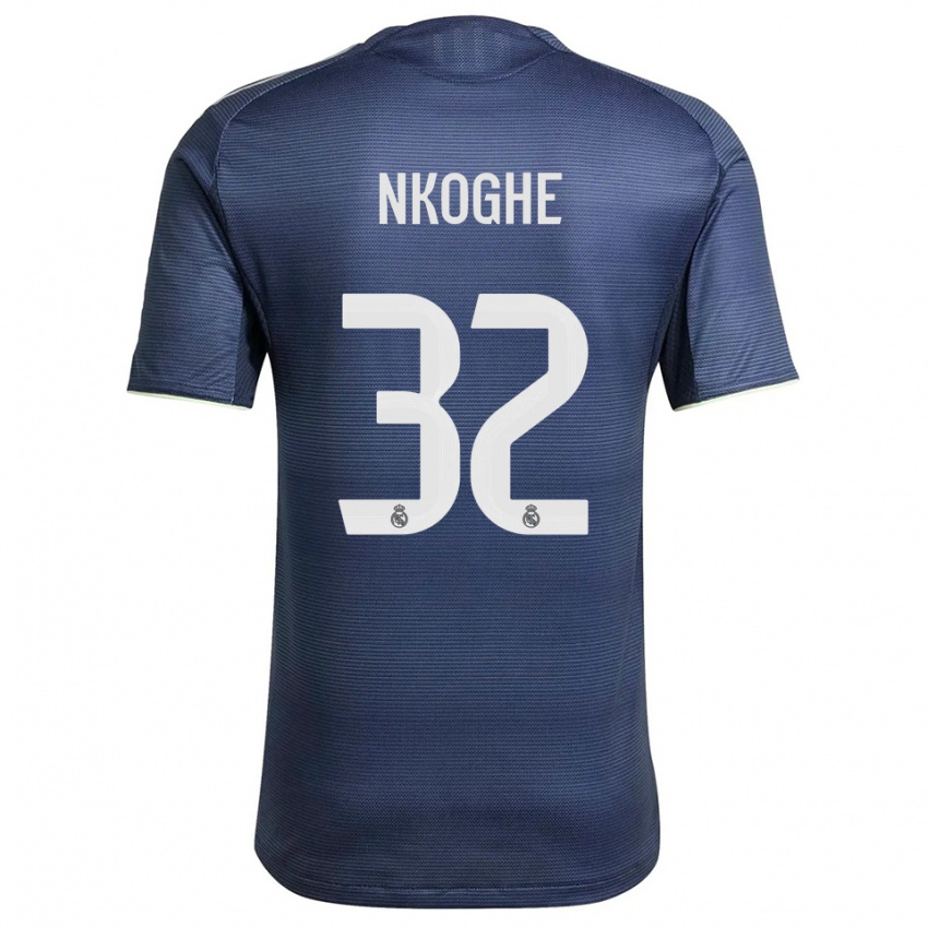 גברים Ariel Nkoghe #32 כחול נייבי כסוף הרחק ג'רזי 2025/26 חולצה קצרה