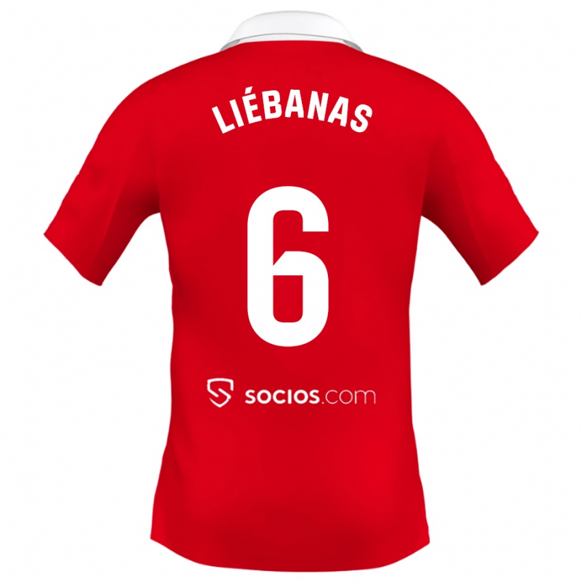 גברים José Manuel Liébanas #6 אדום לבן אפור הרחק ג'רזי 2025/26 חולצה קצרה