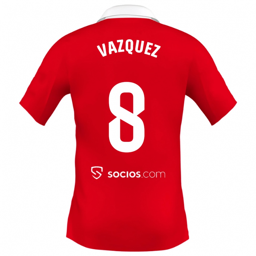 גברים Manolo Vazquez #8 אדום לבן אפור הרחק ג'רזי 2025/26 חולצה קצרה