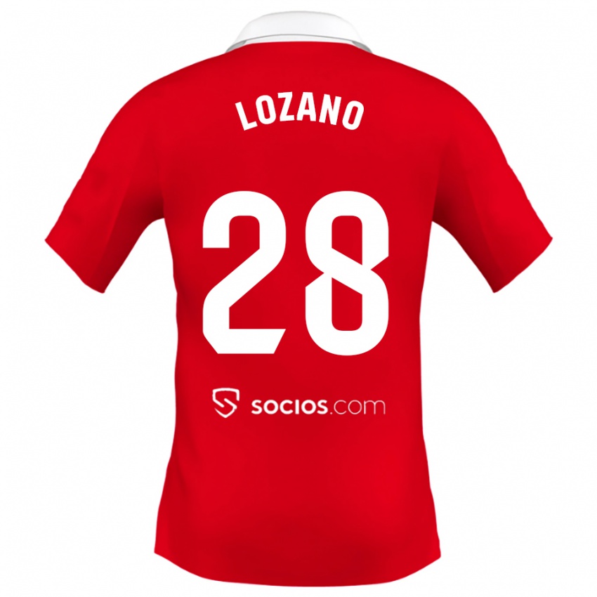 גברים Elena Lozano #28 אדום לבן אפור הרחק ג'רזי 2025/26 חולצה קצרה