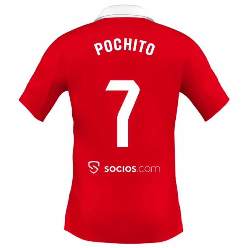 גברים Pochito #7 אדום לבן אפור הרחק ג'רזי 2025/26 חולצה קצרה