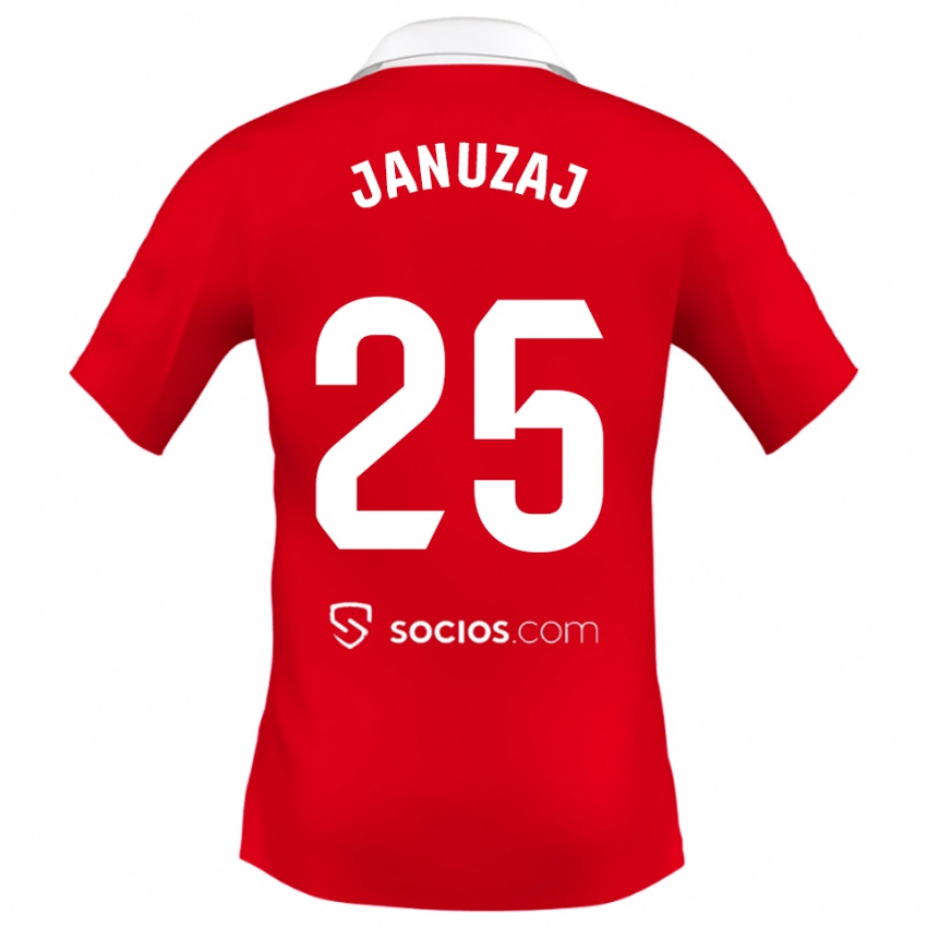 גברים עדנאן יאנוזאי #25 אדום לבן אפור הרחק ג'רזי 2025/26 חולצה קצרה