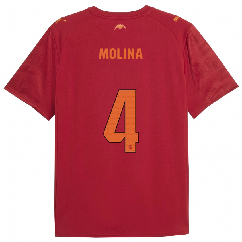 גברים María Molina #4 אדום כתום הרחק ג'רזי 2025/26 חולצה קצרה