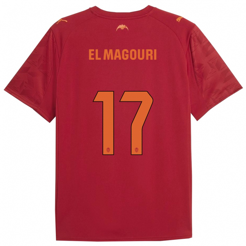 גברים Anas El Magouri #17 אדום כתום הרחק ג'רזי 2025/26 חולצה קצרה