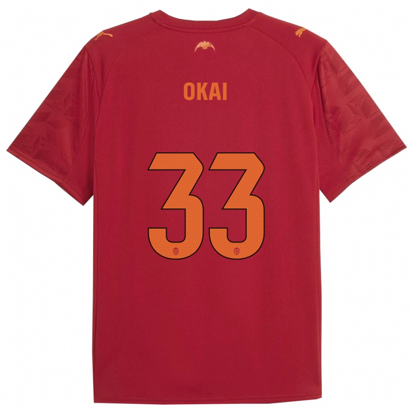 גברים Leslie Okai #33 אדום כתום הרחק ג'רזי 2025/26 חולצה קצרה