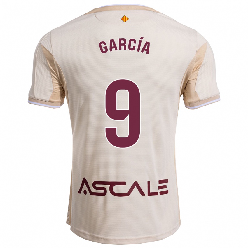 גברים Albert García #9 לבן שמנת בורדו הרחק ג'רזי 2025/26 חולצה קצרה