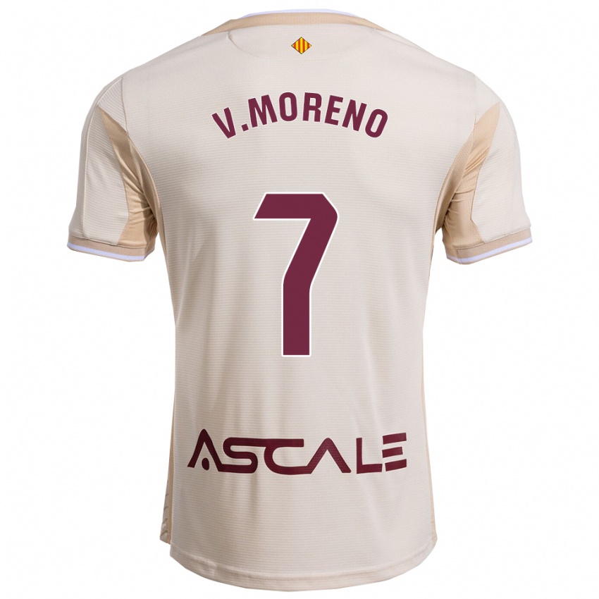 גברים ויקטור מורנו #7 לבן שמנת בורדו הרחק ג'רזי 2025/26 חולצה קצרה