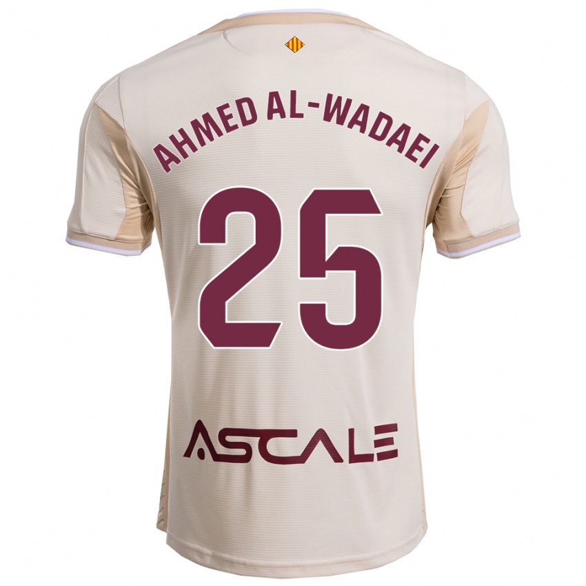 גברים Sayed Ahmed Al-Wadaei #25 לבן שמנת בורדו הרחק ג'רזי 2025/26 חולצה קצרה