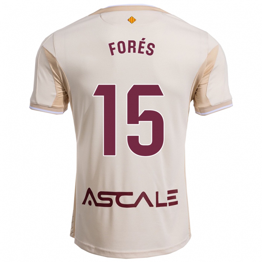 גברים Arnau Forés #15 לבן שמנת בורדו הרחק ג'רזי 2025/26 חולצה קצרה