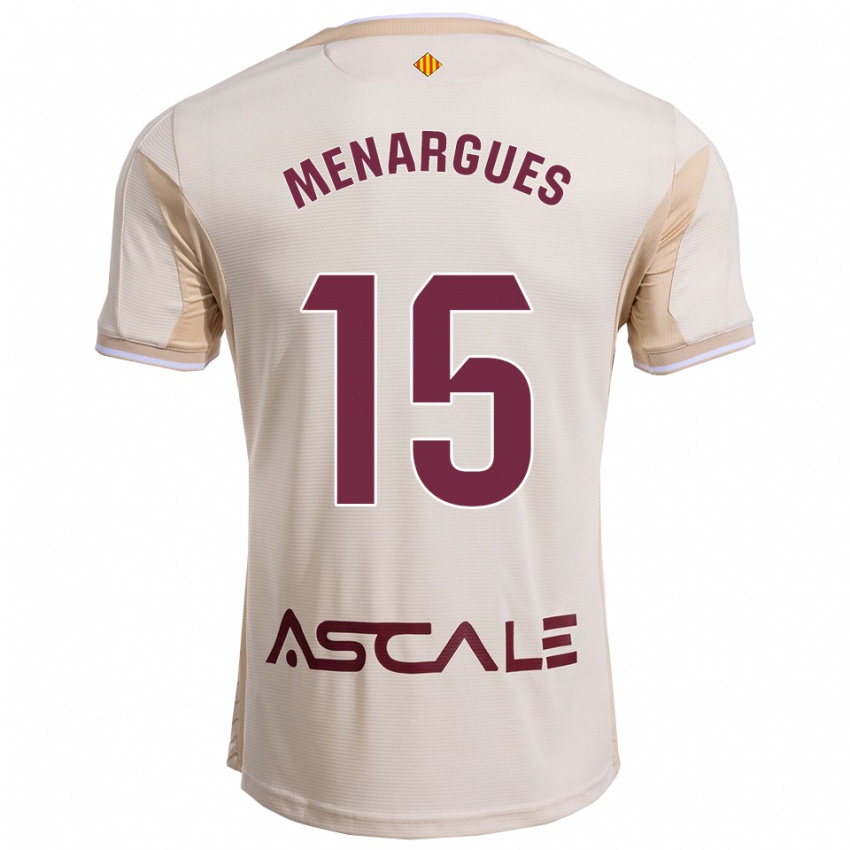 גברים חוסדה מנארגס #15 לבן שמנת בורדו הרחק ג'רזי 2025/26 חולצה קצרה