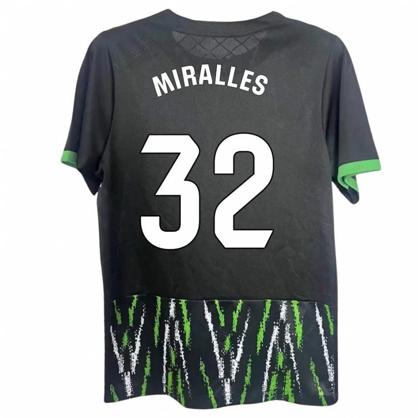 גברים Álvaro Miralles #32 שחור ירוק הרחק ג'רזי 2025/26 חולצה קצרה