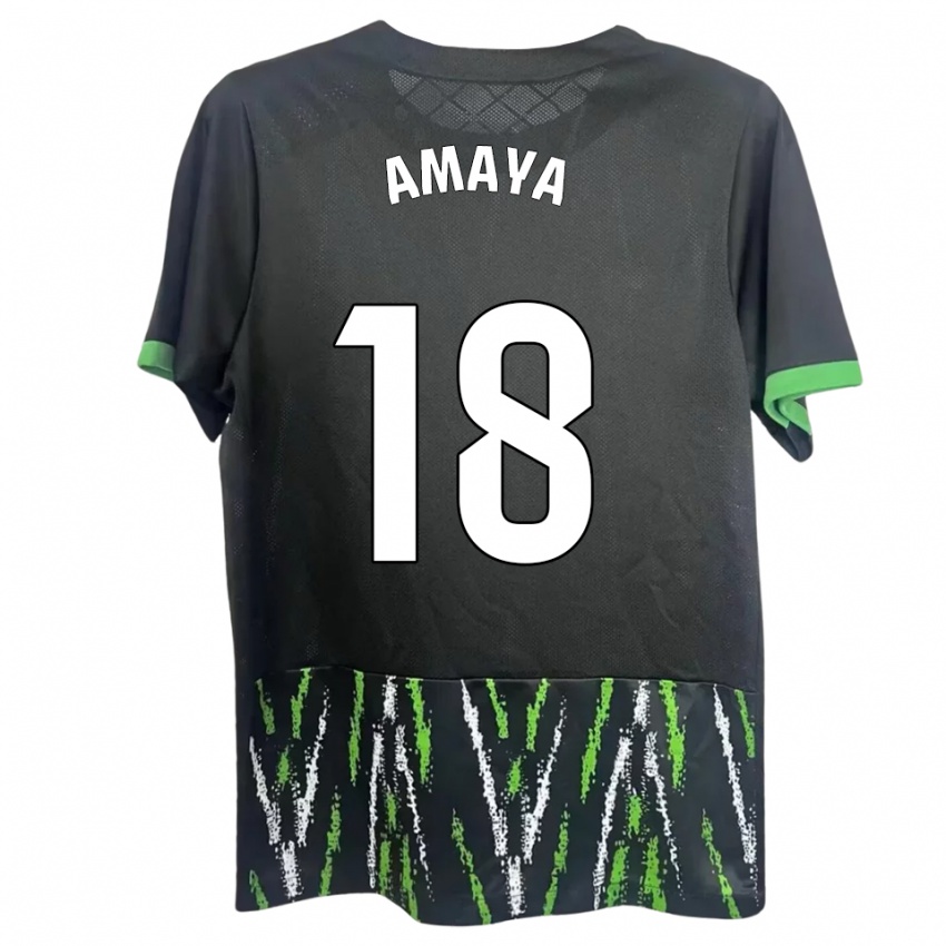 גברים María Amaya #18 שחור ירוק הרחק ג'רזי 2025/26 חולצה קצרה