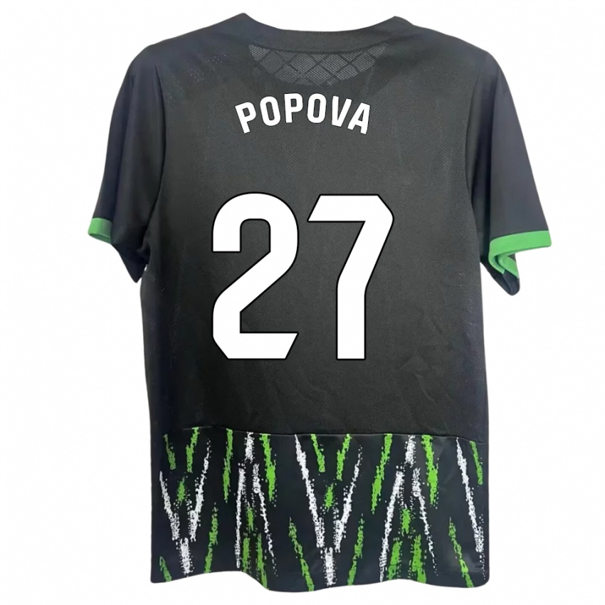 גברים Ángela Popova Fedorova #27 שחור ירוק הרחק ג'רזי 2025/26 חולצה קצרה