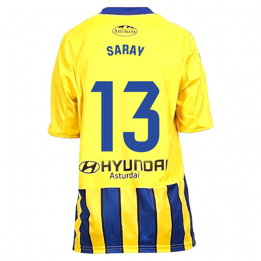 גברים Saray Vázquez Alonso #13 צהוב כחול הרחק ג'רזי 2025/26 חולצה קצרה