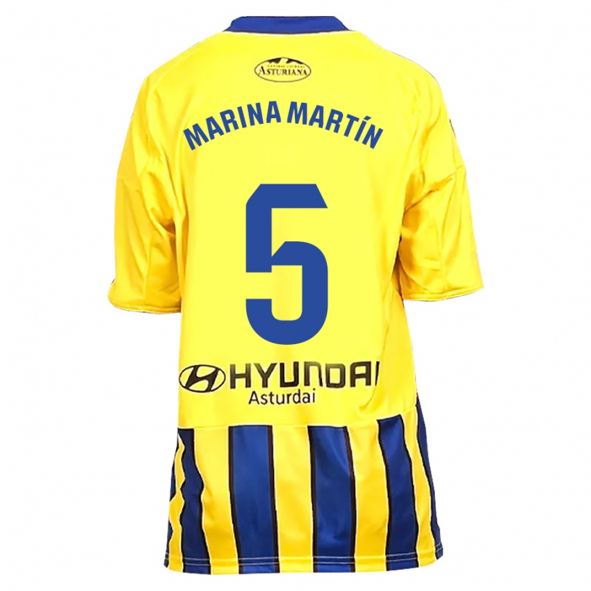 גברים Marina Martín #5 צהוב כחול הרחק ג'רזי 2025/26 חולצה קצרה