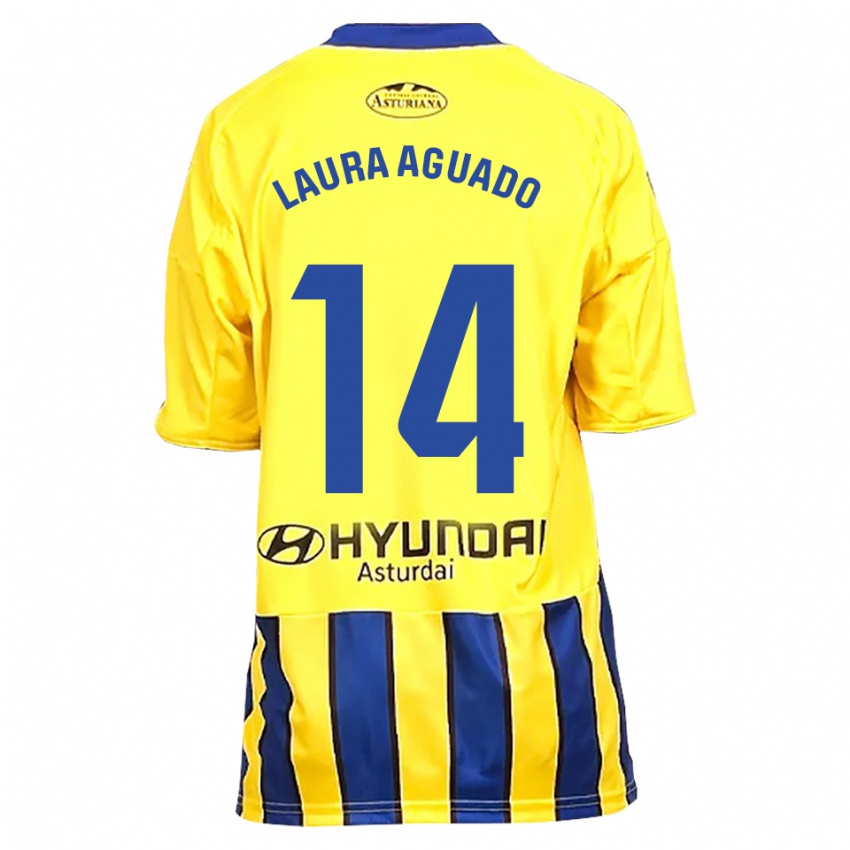 גברים Laura Aguado #14 צהוב כחול הרחק ג'רזי 2025/26 חולצה קצרה