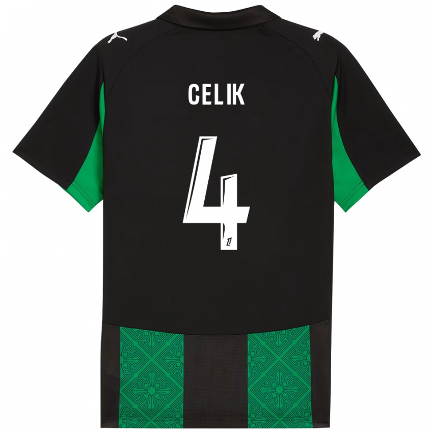 גברים נידאל צ'ליק #4 שחור ירוק הרחק ג'רזי 2025/26 חולצה קצרה