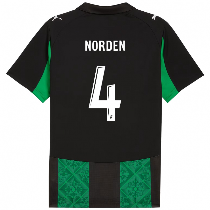 גברים דורין נורדן #4 שחור ירוק הרחק ג'רזי 2025/26 חולצה קצרה