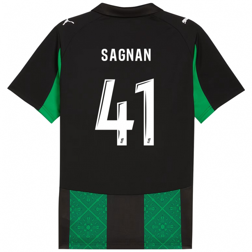 גברים סולימאן סגנאן #41 שחור ירוק הרחק ג'רזי 2025/26 חולצה קצרה
