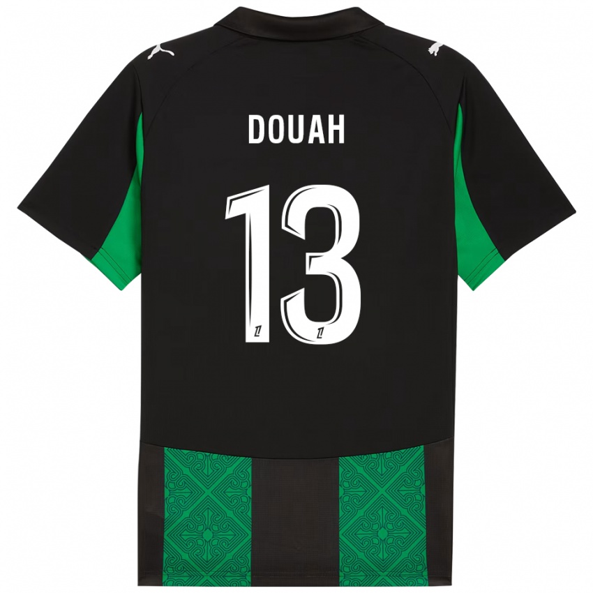 גברים Chemssedine Douah #13 שחור ירוק הרחק ג'רזי 2025/26 חולצה קצרה