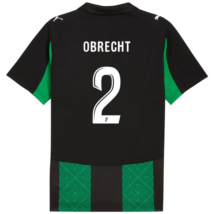 גברים Laura Obrecht #2 שחור ירוק הרחק ג'רזי 2025/26 חולצה קצרה