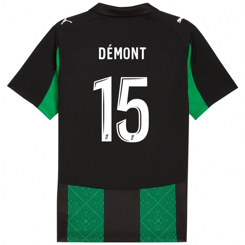 גברים Ange Démont #15 שחור ירוק הרחק ג'רזי 2025/26 חולצה קצרה