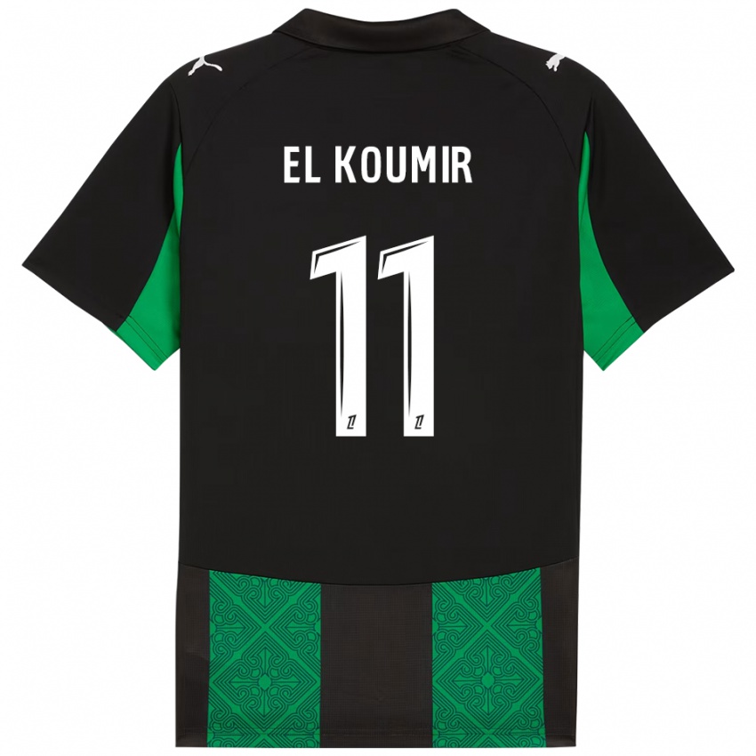 גברים Kaîna El Koumir #11 שחור ירוק הרחק ג'רזי 2025/26 חולצה קצרה