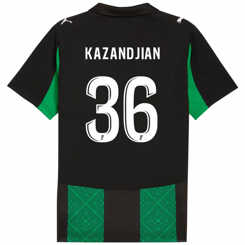 גברים לארה קזנדג'יאן #36 שחור ירוק הרחק ג'רזי 2025/26 חולצה קצרה