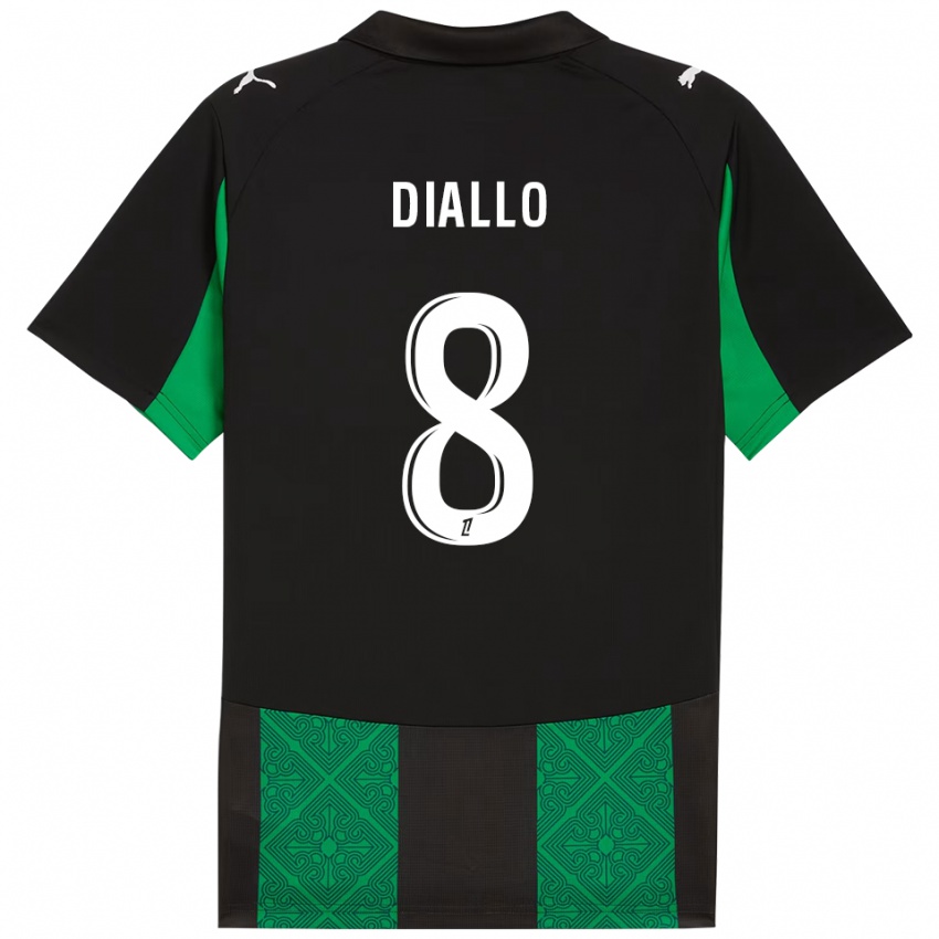 גברים Alpha Diallo #8 שחור ירוק הרחק ג'רזי 2025/26 חולצה קצרה