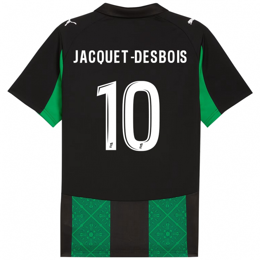 גברים Tairik Jacquet-Desbois #10 שחור ירוק הרחק ג'רזי 2025/26 חולצה קצרה