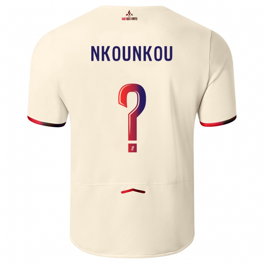 גברים Evrack Nkounkou #0 לבן שמנת אדום הרחק ג'רזי 2025/26 חולצה קצרה