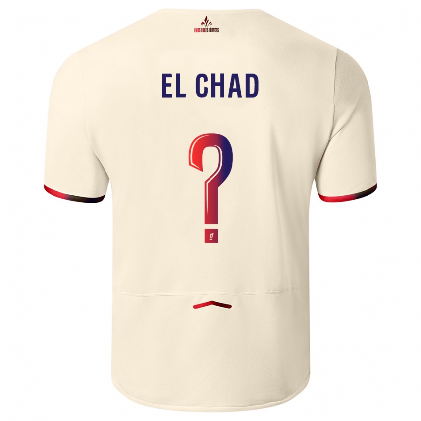 גברים Nesryne El Chad #0 לבן שמנת אדום הרחק ג'רזי 2025/26 חולצה קצרה