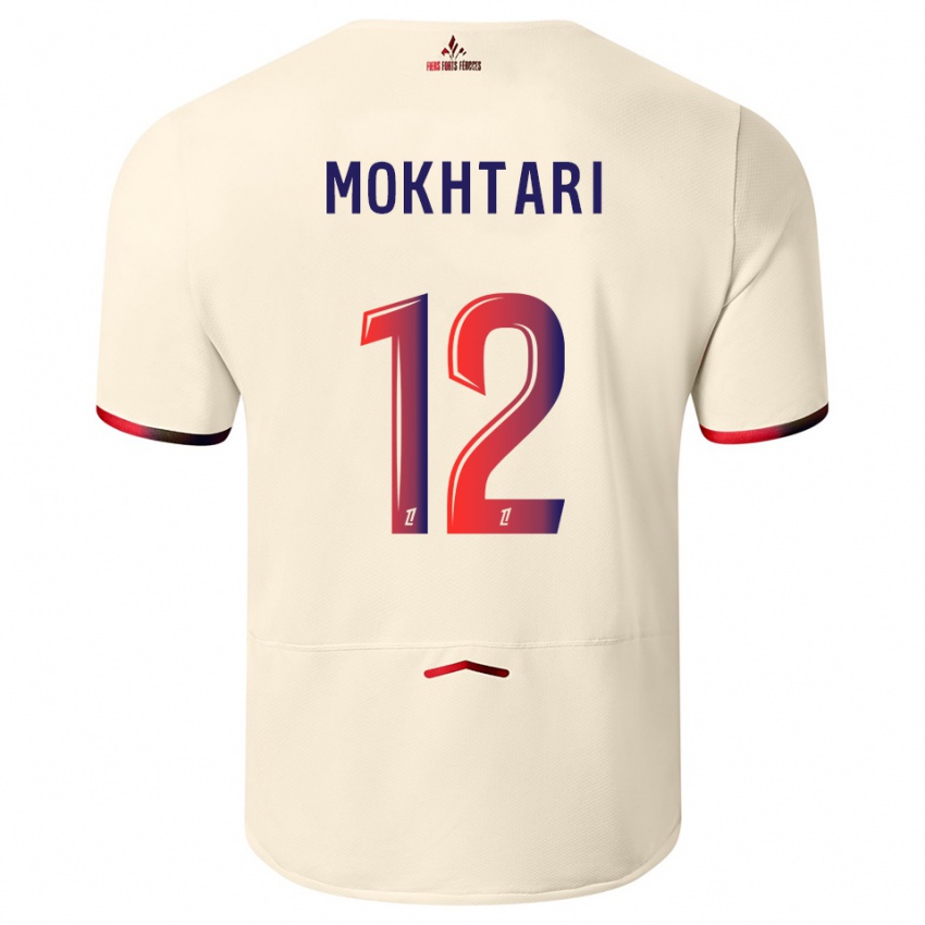 גברים בראהים מוכטארי #12 לבן שמנת אדום הרחק ג'רזי 2025/26 חולצה קצרה