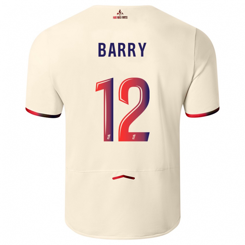 גברים Léo Barry #12 לבן שמנת אדום הרחק ג'רזי 2025/26 חולצה קצרה