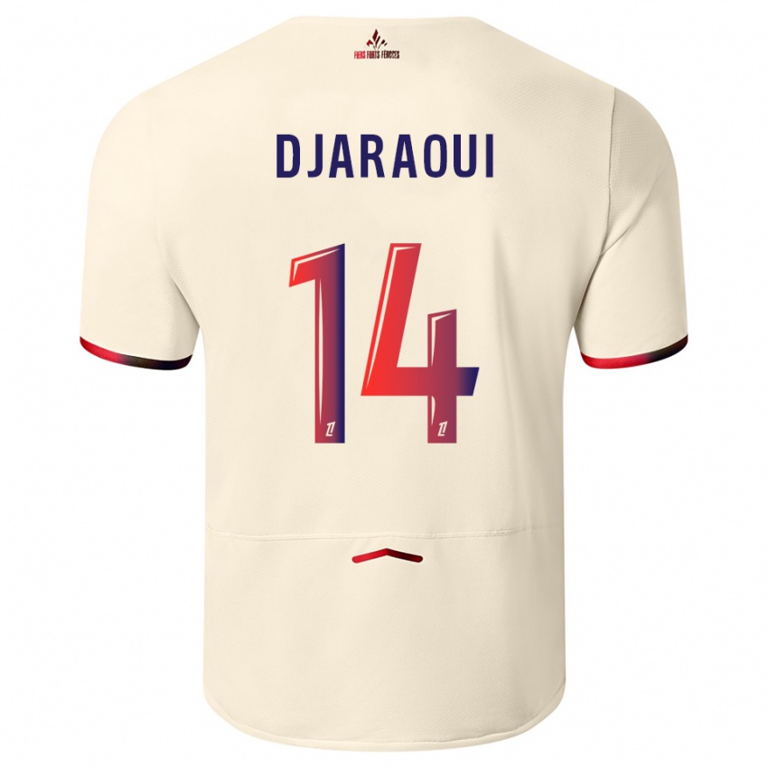 גברים Mehdi Djaraoui #14 לבן שמנת אדום הרחק ג'רזי 2025/26 חולצה קצרה