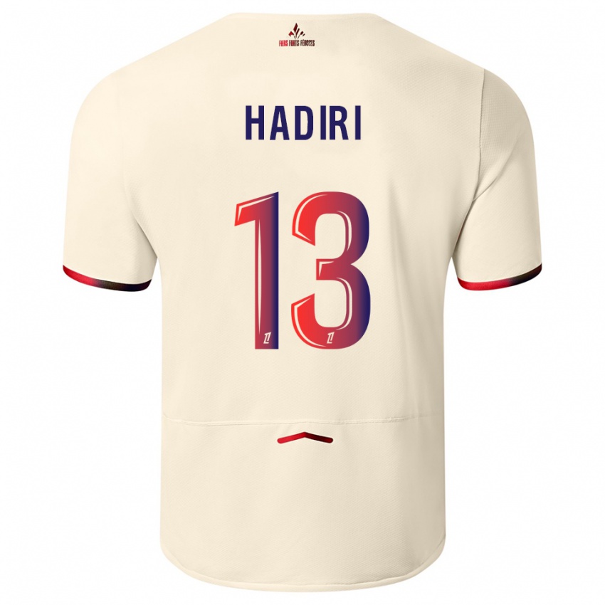 גברים Elias Hadiri #13 לבן שמנת אדום הרחק ג'רזי 2025/26 חולצה קצרה