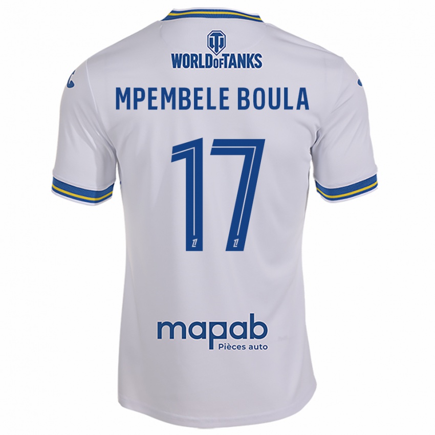 גברים Exaucé Mpembele Boula #17 לבן תכלת הרחק ג'רזי 2025/26 חולצה קצרה